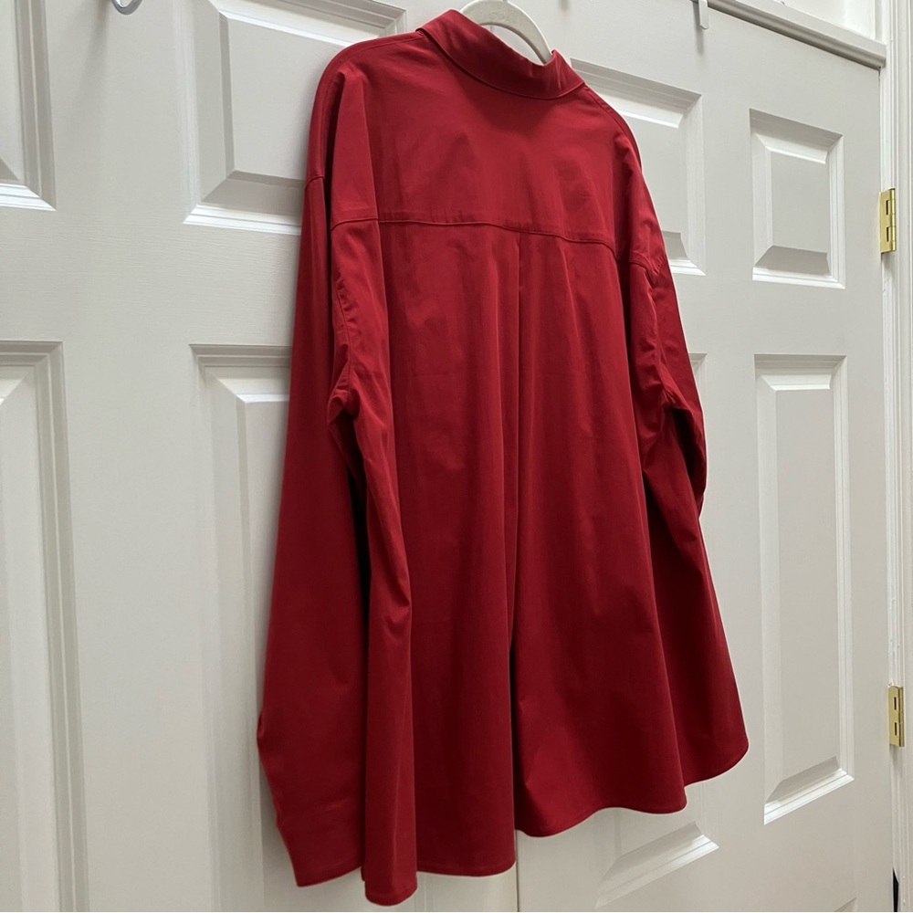 NWT Stella Carakasi Wear Anywhere Shirt Top Button Up Oversized Red Fiesta L/XL - Picture 7 of 12